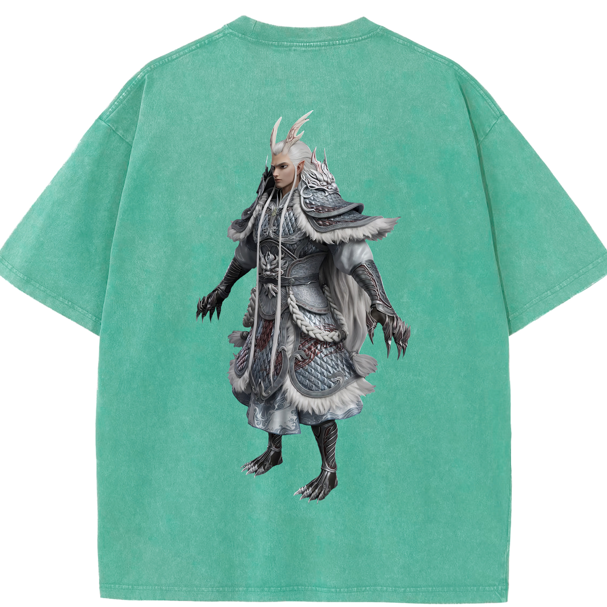 （画像用） Ne Zha 2 ナタ 魔童の大暴れ 綿100% ヴィンテージ風 半袖Tシャツ（背面プリント）